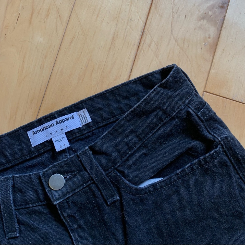 American Apparel “high rise” tapered jean.